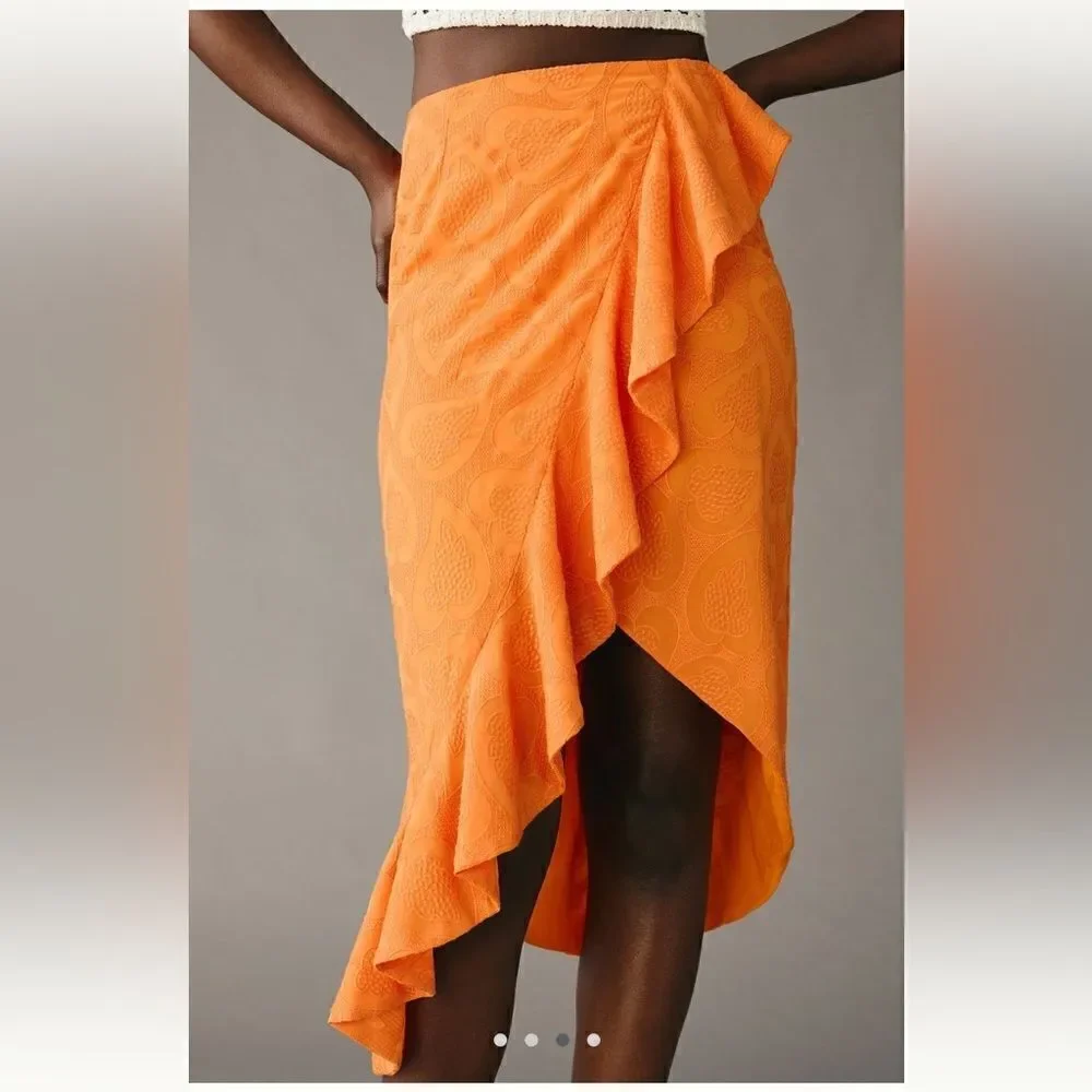 Maeve Slim Ruffle Wrap Skirt